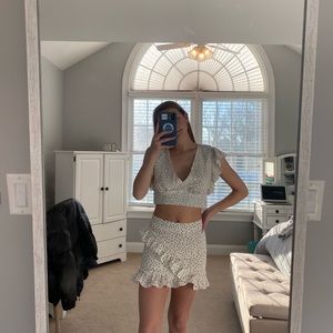 White and black polka dot skirt